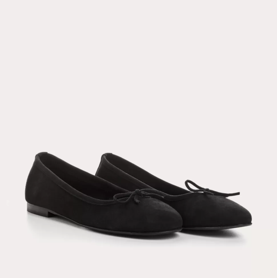 Ballerines^Reqins Ballerines Carmen Cuir Velours Cc Noir