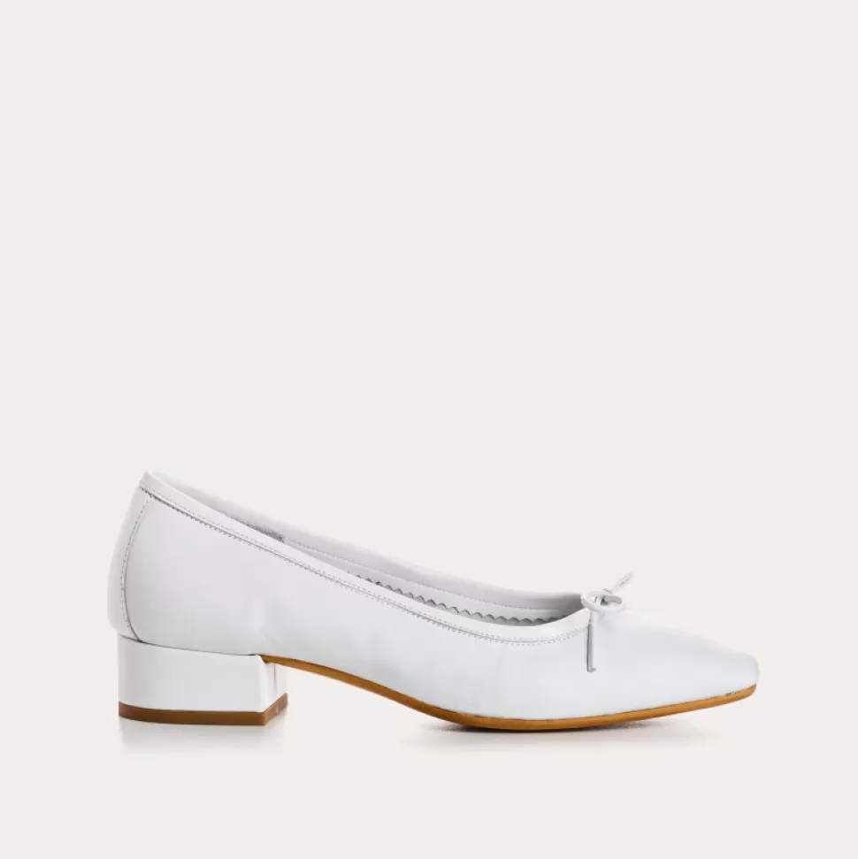 Ballerines^Reqins Ballerines Fetiche Cuir Blanc, Blanc