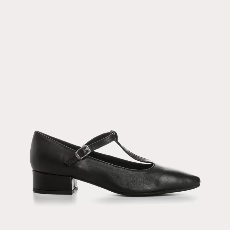 Ballerines^Reqins Ballerines Filomene Cuir Noir, Noir