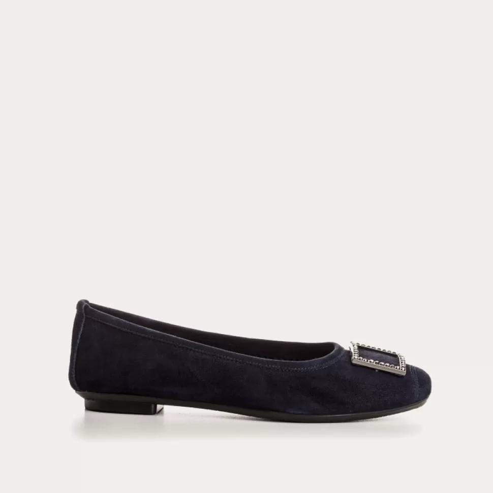 Ballerines^Reqins Ballerines Hamarante Cuir Velours Bleu, Nuit