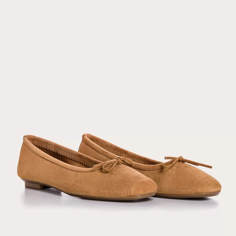 Ballerines^Reqins Ballerines Harmony Cuir Velours Cc Camel, Camel