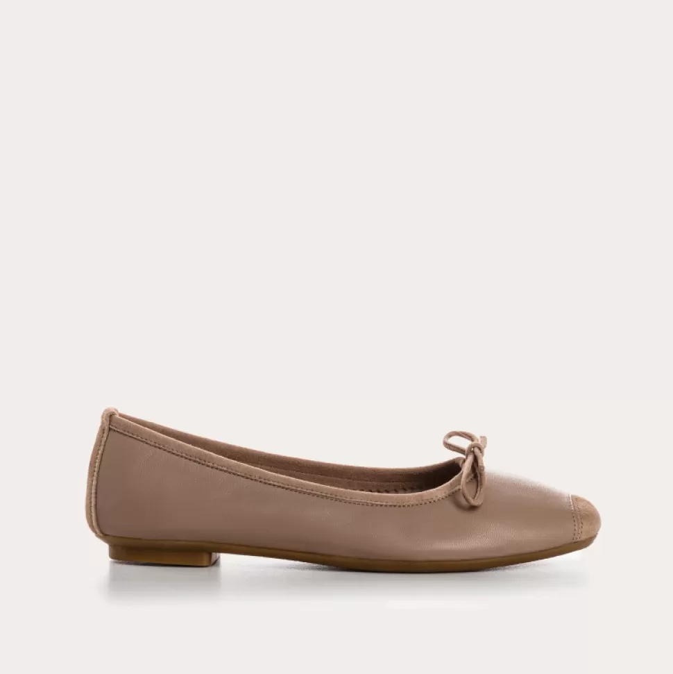 Ballerines^Reqins Ballerines Harmony Cuir/Cuir Velours Cc Beige Fonce
