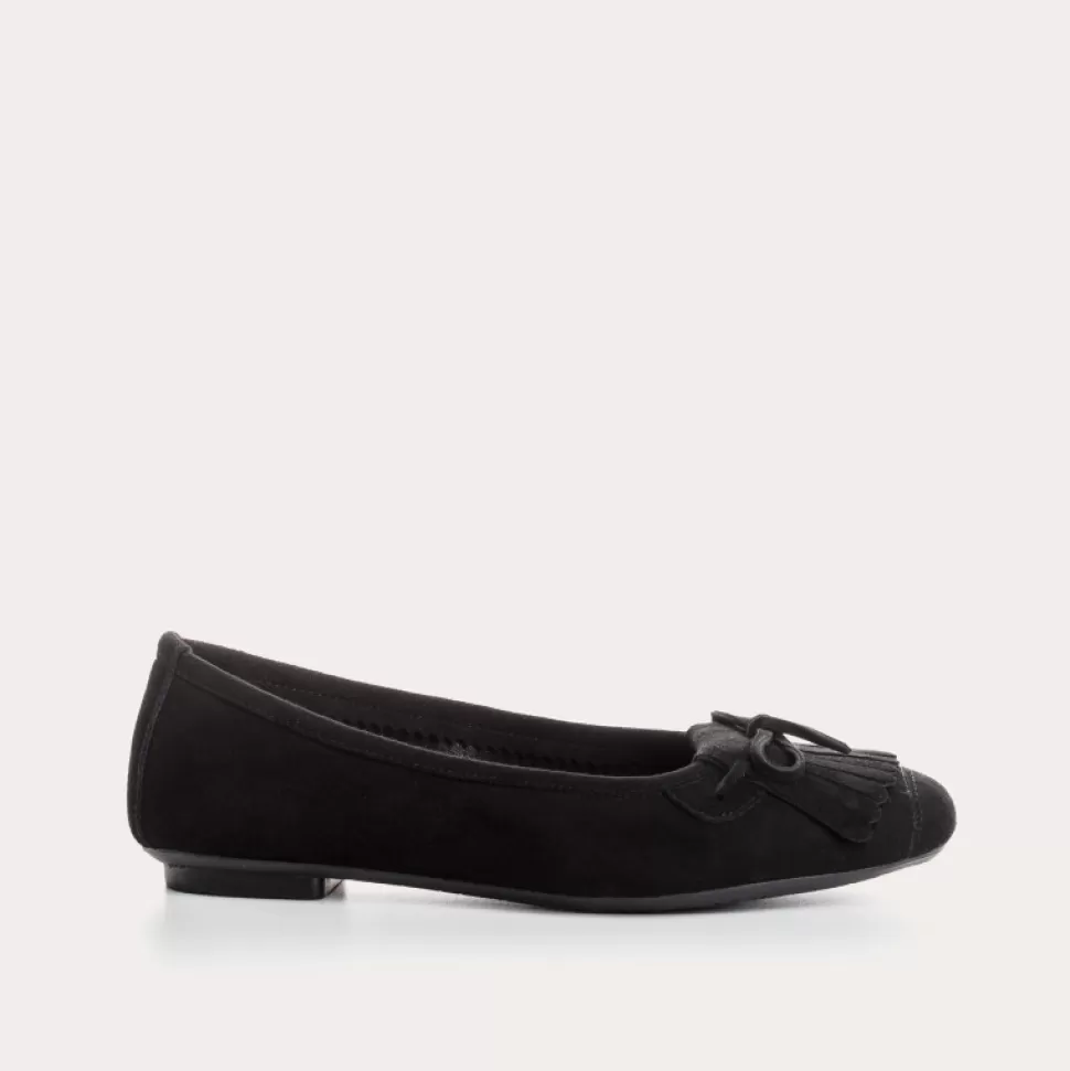 Ballerines^Reqins Ballerines Hindi Cuir Velours Noir, Noir