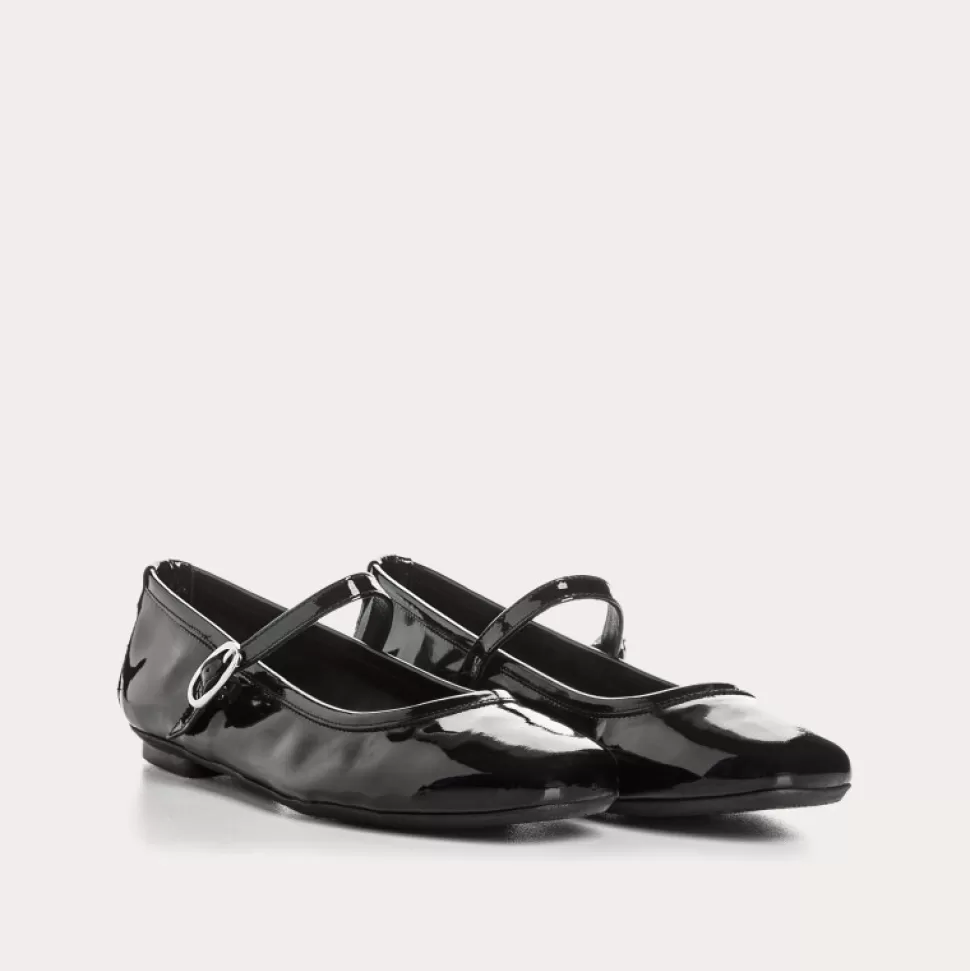 Ballerines^Reqins Ballerines Honoree Vernis Noir, Noir