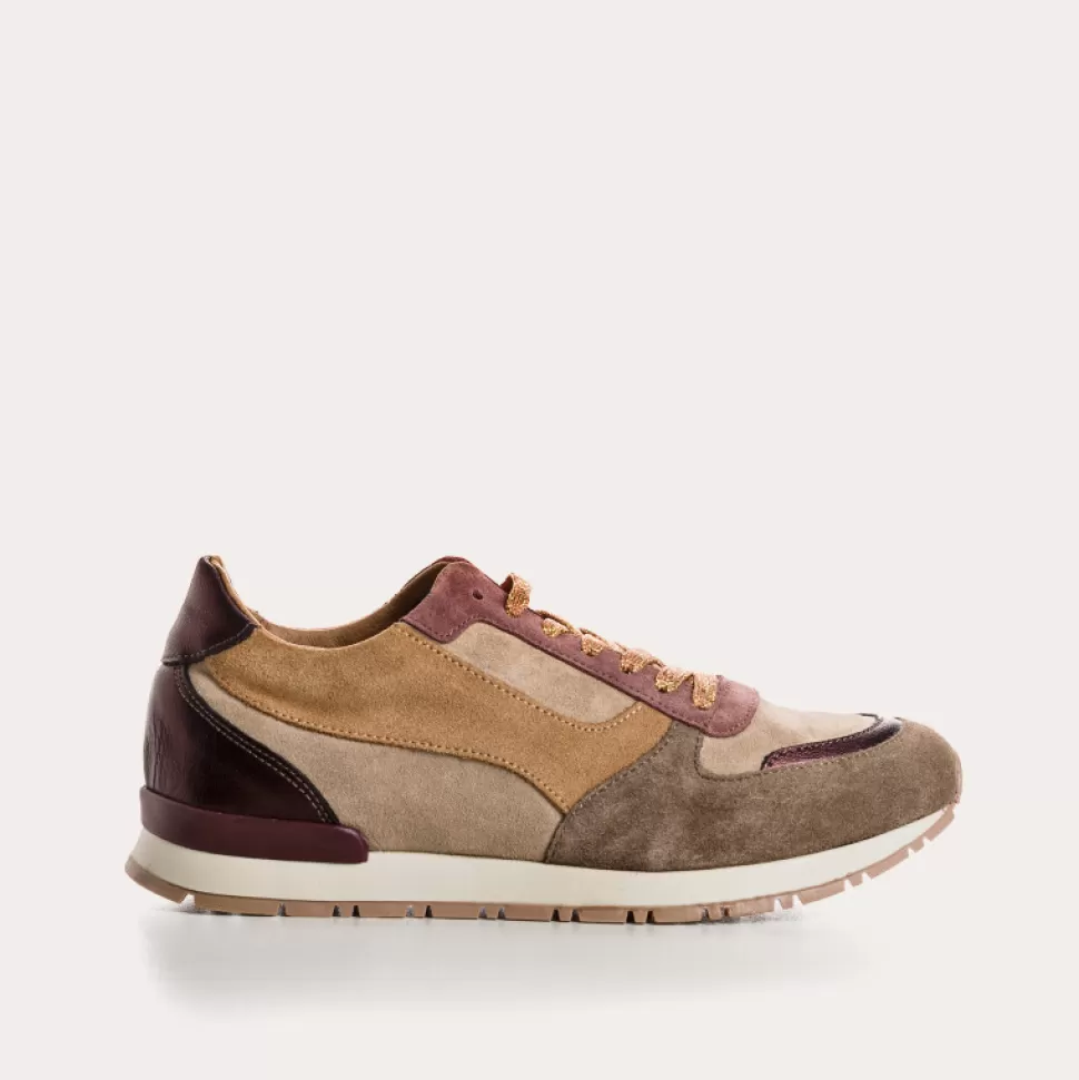 Baskets^Reqins Baskets Electra Mix Cuir Velours Taupe, Taupe/Vieux Rose