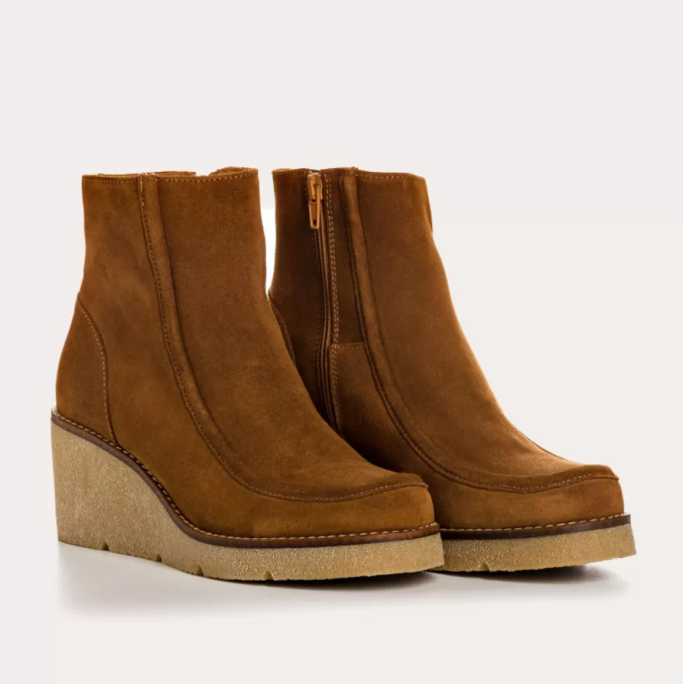 Boots^Reqins Boots Argos Cuir Velours Chamois, Camel