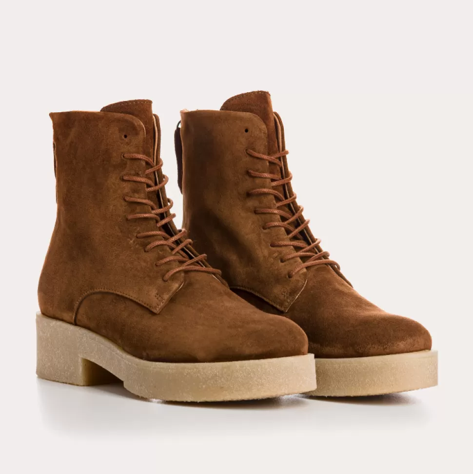 Boots^Reqins Boots Clayton Cuir Velours Camel, Brandy