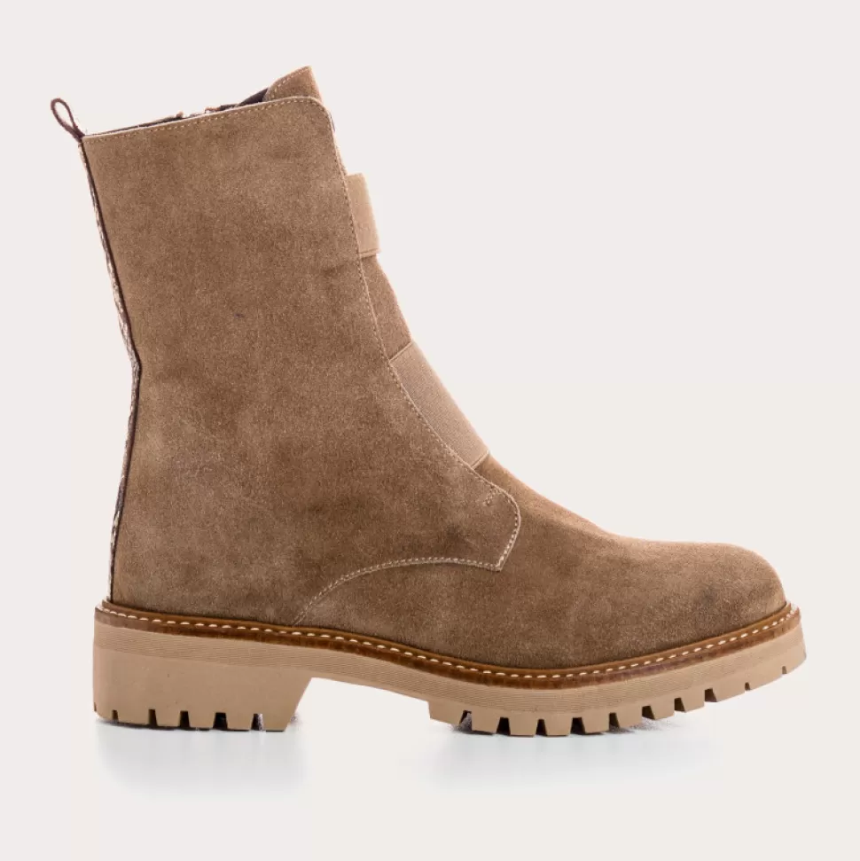 Boots^Reqins Boots Dusky Cuir Velours Taupe, Taupe