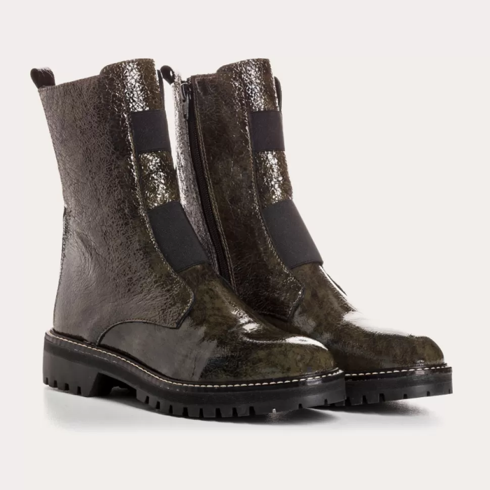 Boots^Reqins Boots Dusky Vernis Graine Vert, Kaki