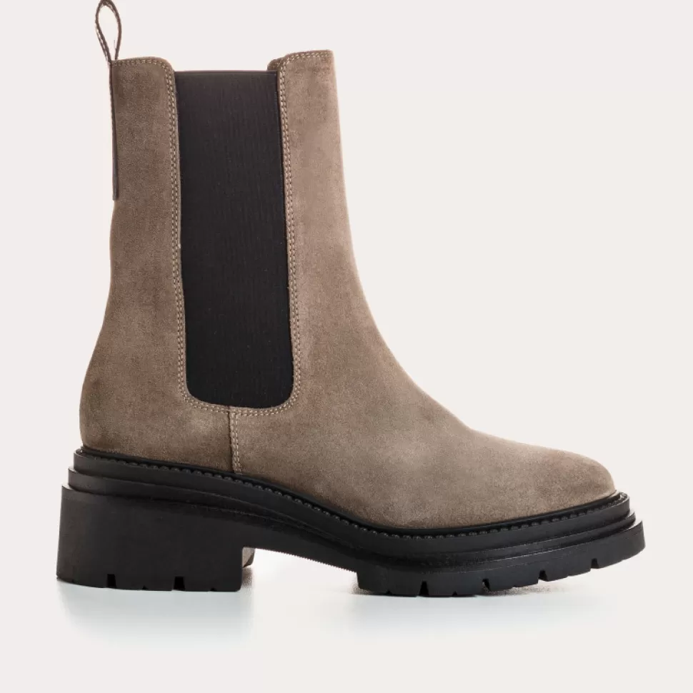 Boots^Reqins Boots Elba Cuir Velours Taupe, Taupe
