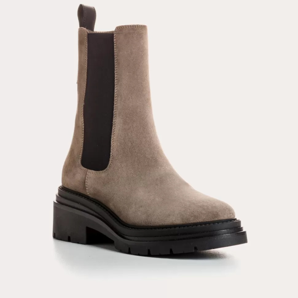 Boots^Reqins Boots Elba Cuir Velours Taupe, Taupe