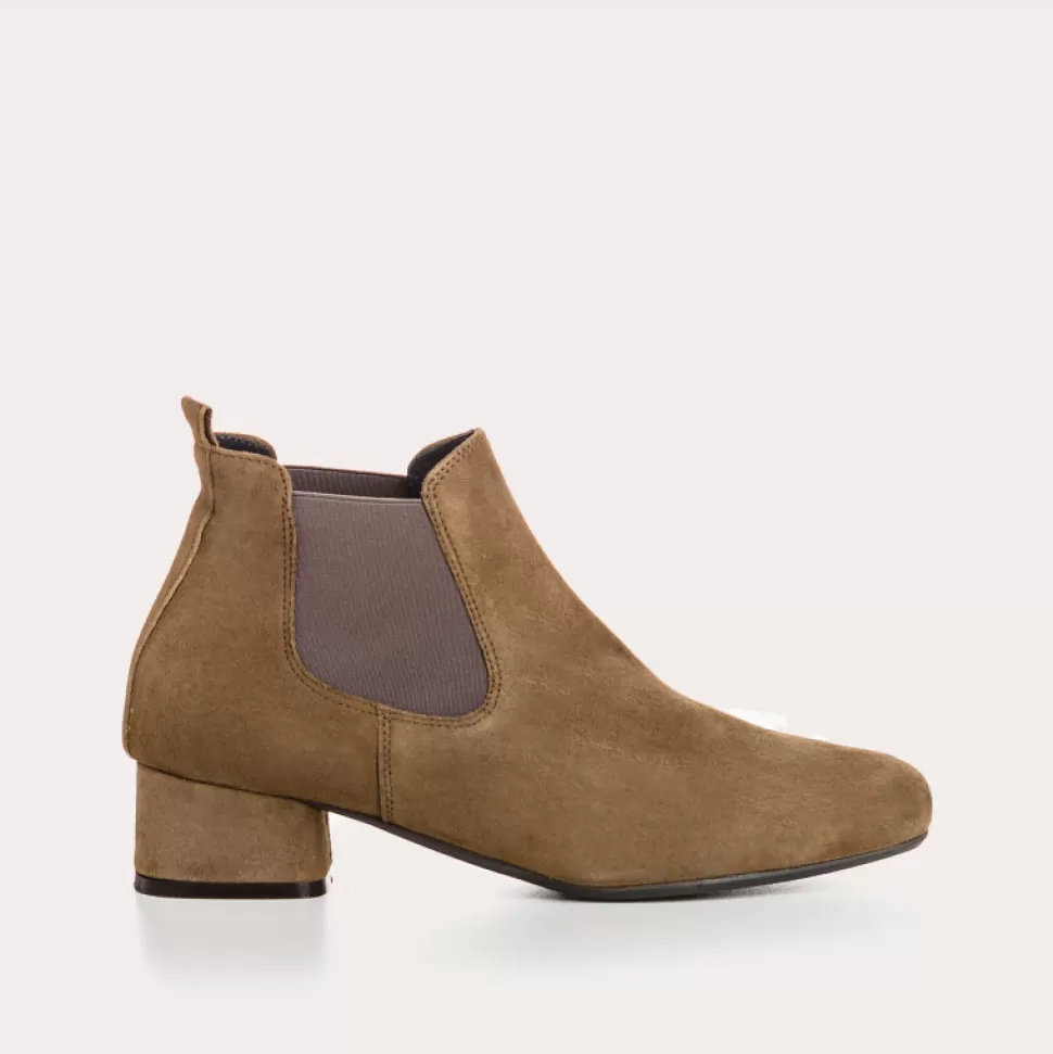 Boots^Reqins Boots Keegan Cuir Velours Vert, Vison