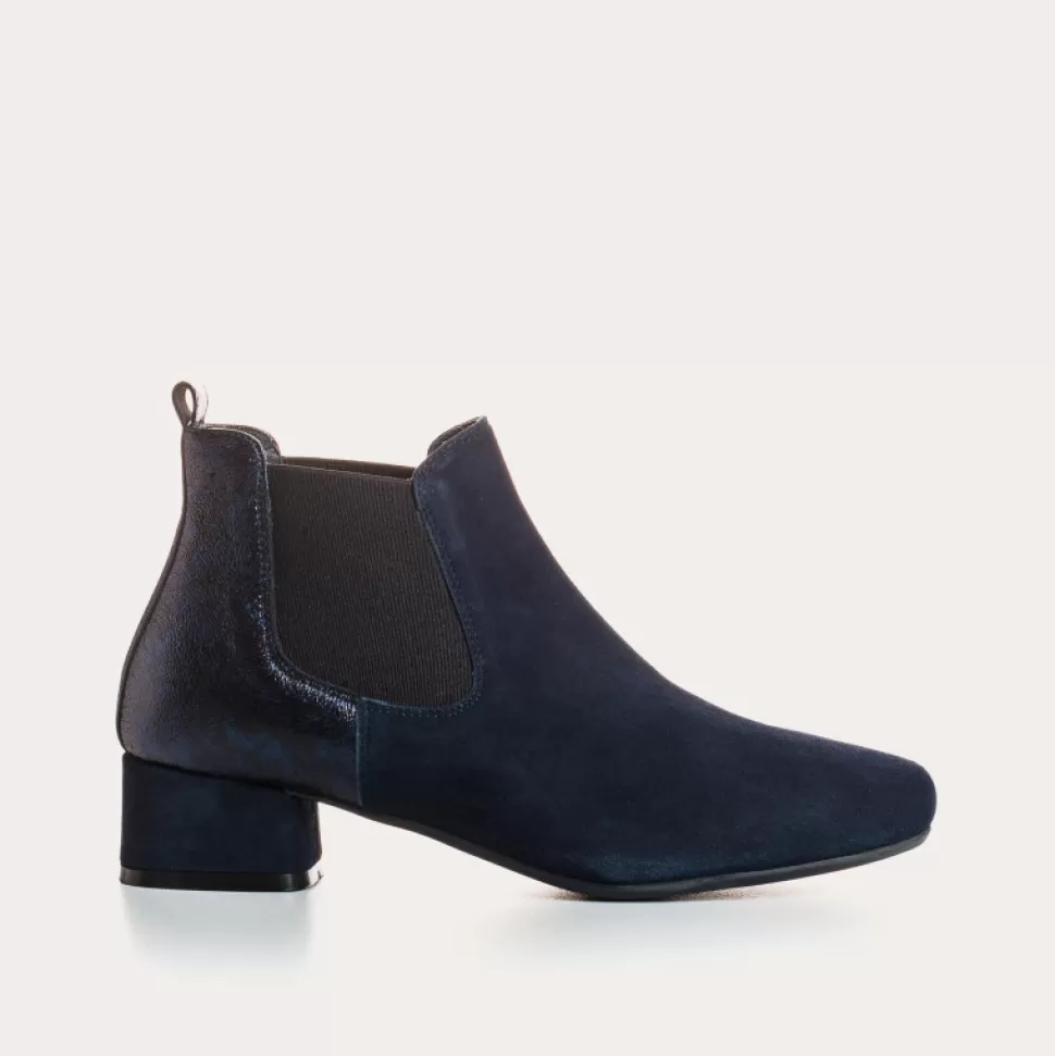 Boots^Reqins Boots Keegan Cuir Velours/Meteore Bleu, Nuit