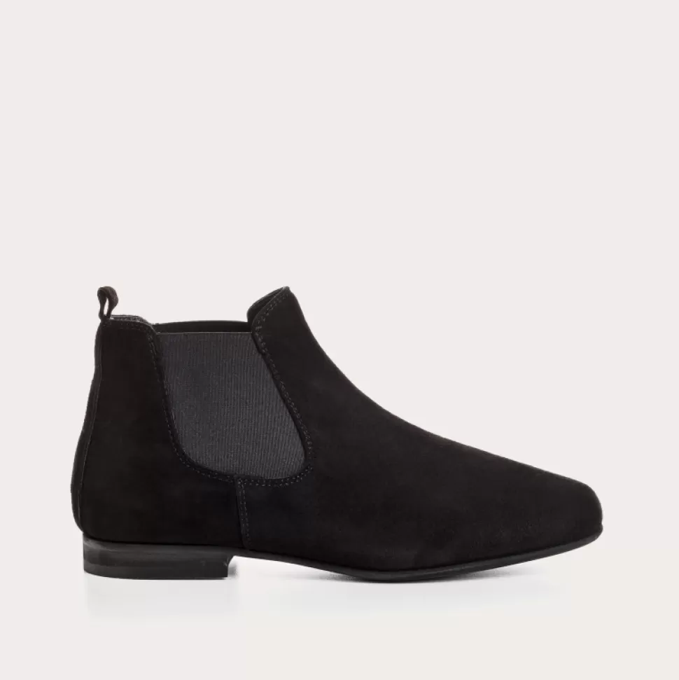 Boots^Reqins Boots Lizette Cuir Velours Noir, Noir