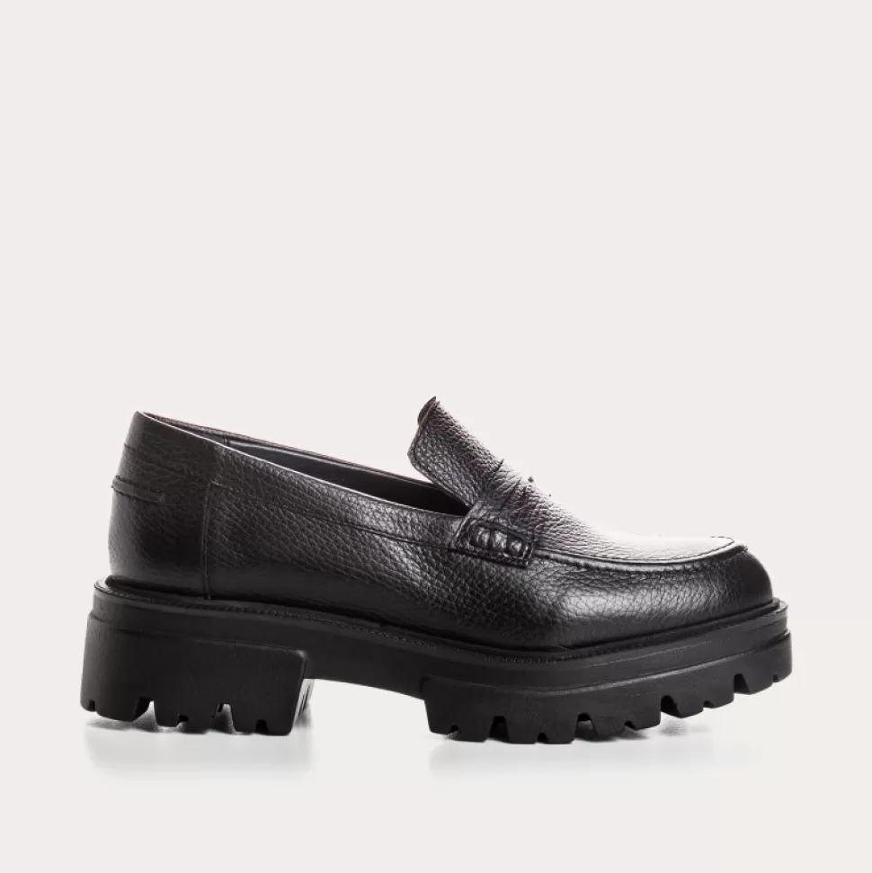 Mocassins^Reqins Mocassins Alabama Cuir Graine Noir, Noir