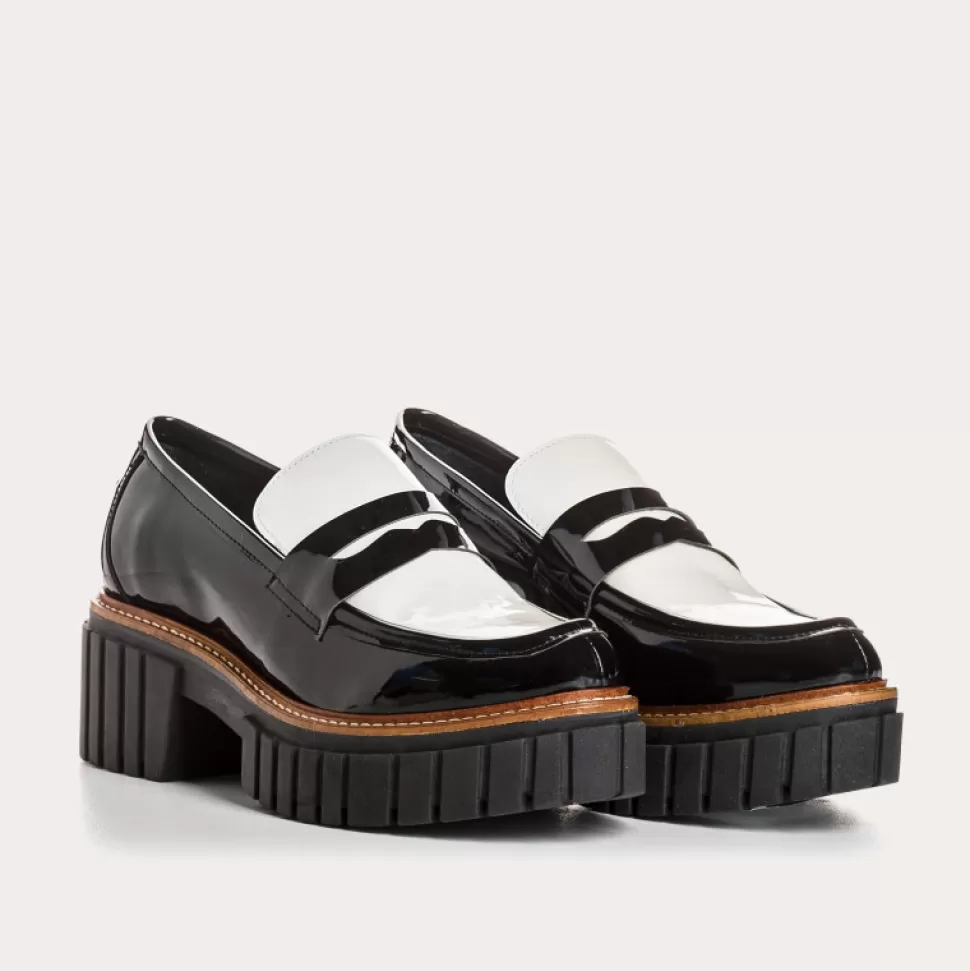 Mocassins^Reqins Mocassins Belina Vernis Noir, Noir/Off White