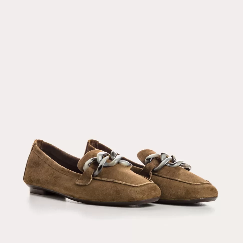 Mocassins^Reqins Mocassins Hanissa Cuir Velours Vert, Vison