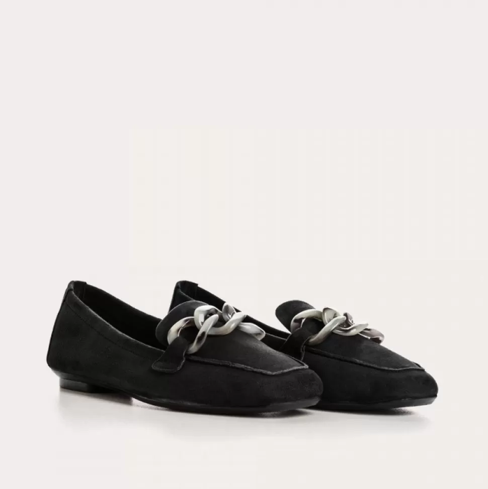 Mocassins^Reqins Mocassins Hanissa Cuir Velours Noir, Noir