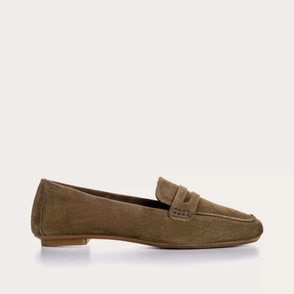 Mocassins^Reqins Mocassins Hema Cuir Velours Cc Olive