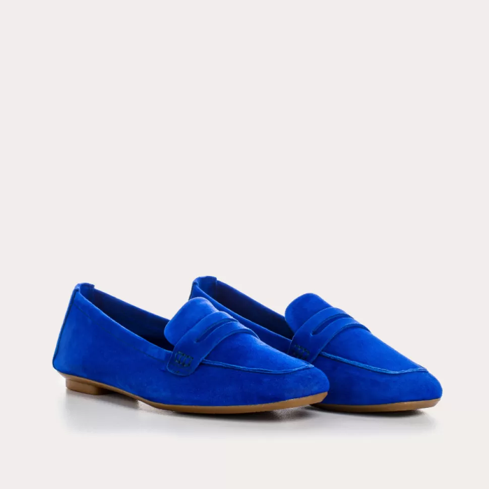 Mocassins^Reqins Mocassins Hema Cuir Velours Cc Bleu Electrique