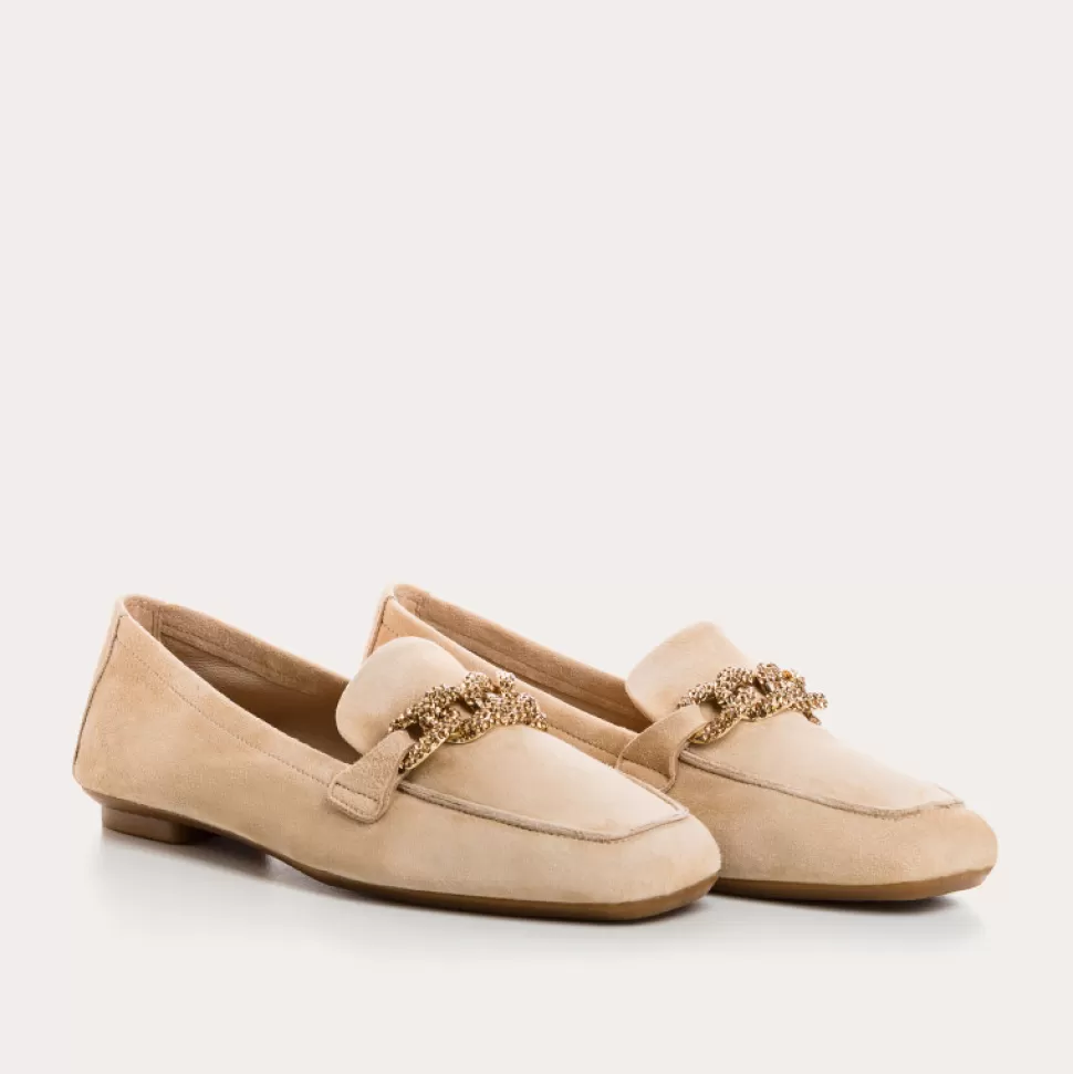 Mocassins^Reqins Mocassins Holding Cuir Velours Rose, Nude