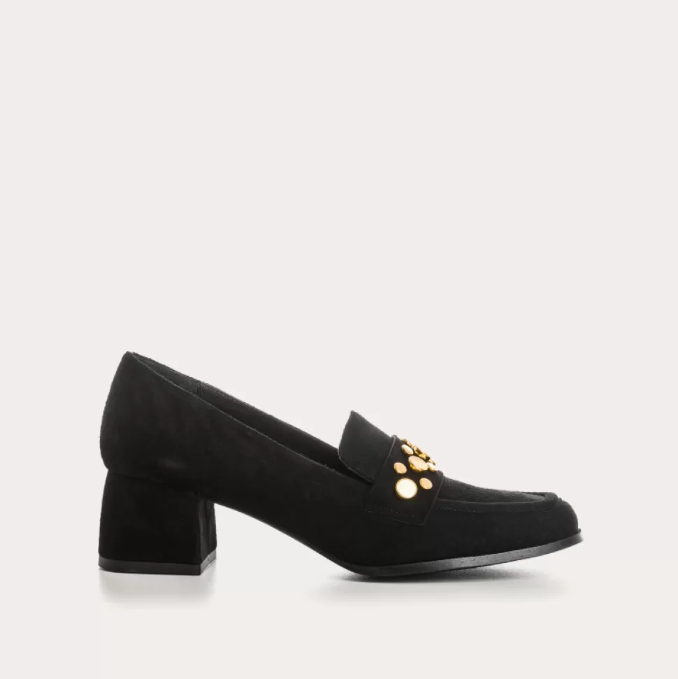 Mocassins^Reqins Mocassins Livy Cuir Velours Noir, Noir
